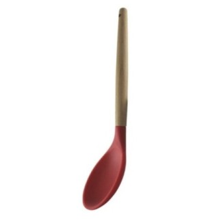 Lingură de gătit din silicon cu mâner de lemn, perfectă pentru protejarea vaselor antiaderente de zgârâieturi, 30 cm