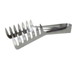 Clește de bucătărie pentru paste, din inox, tip pieptene dublu, pentru apucarea fermă și servirea spaghetelor sau a salatelor