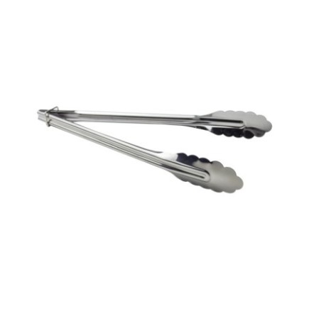 clește pentru servit alimente din inox cu capete late și ondulate