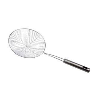 paletă din inox cu sită tip pânză de păianjen pentru prăjeli în ulei