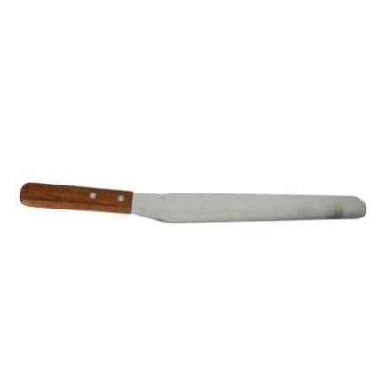 spatulă de patiserie cu lamă lungă și îngustă din inox și mâner din lemn