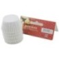 Set de forme pentru copt minibrioșe, rotunde, din hârtie specială albă, 2.5x4 cm, rezistente la căldură, 100 buc set de 100 hârtii pentru copt minibrioșe întoarse cu susul în jos lângă eticheta din carton