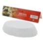 Set de hârtii pentru copt brioșe, ovale din hârtie specială albă, 9.5x4.5x3.9 cm, rezistente la căldură, 75 buc hârtie pentru copt prăjituri ovală cu margini ondulate întoarsă cu susul în jos lângă etichetă