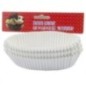 Set de hârtii pentru copt brioșe, ovale din hârtie specială albă, 9.5x4.5x3.9 cm, rezistente la căldură, 75 buc set de 75 de hârtii de copt ovale stivuite în fața etichetei colorate de carton