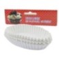 set de hârtii ovale albe cu margini ondulate pentru copt muffins stivuite în fața etichetei