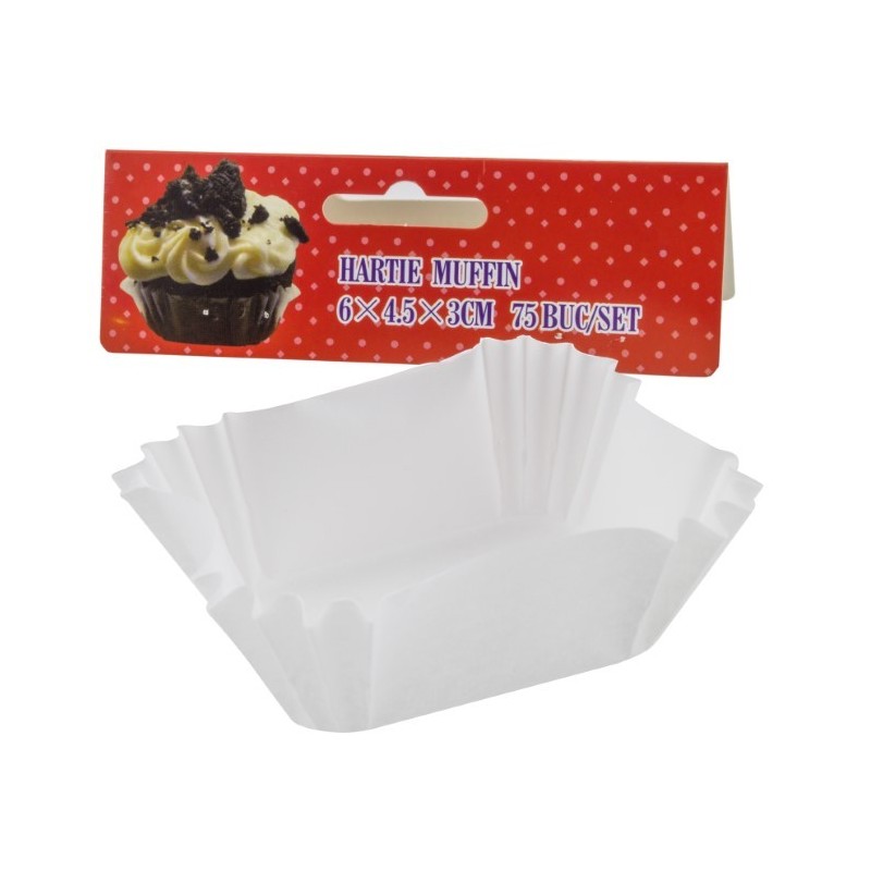 Set de hârtii pentru copt brioșe, dreptunghiulare din hârtie specială albă, 6x4.5x3 cm, rezistente la căldură, 75 buc Set de hârtii pentru copt brioșe, dreptunghiulare din hârtie specială albă, 6x4.5x3 cm, rezistente la căldură, 75 buc