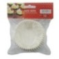 Set de forme pentru copt brioșe, rotunde, din hârtie specială albă, 2.5x6 cm, rezistente la căldură, 100 buc hârtie rotundă pentru copt muffin ambalată în pungă transparentă cu etichetă colorată