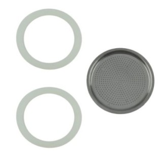 set de două garnituri din cauciuc și sită metalică rotundă pentru piese de schimb la aparatul de făcut cafea pe aragaz