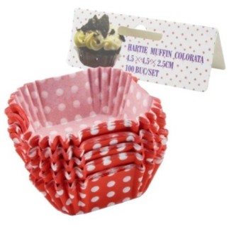Set de hârtii pentru copt brioșe, pătrate, din hârtie specială colorată, 4.5x4.5x2.5 cm, rezistente la căldură, 100 buc