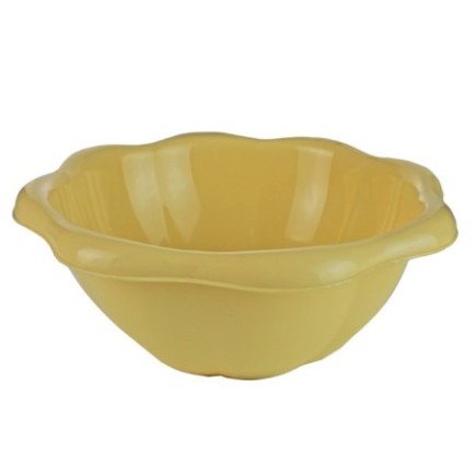 castron rotund din plastic cu margini ondulate pentru servit la masă