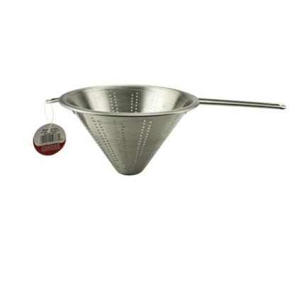 strecurător inox conic cu un mâner dublu și etichetă de produs