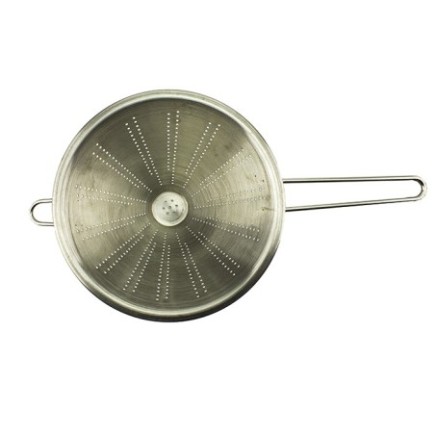 Strecurătoare conică din inox cu mâner lung, ideală pentru strecurat supe, paste și sosuri, diametrul 22 cm