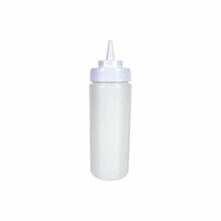 flacon din plastic alb cu capac înfiletat cu duză pentru sosuri maioneză
