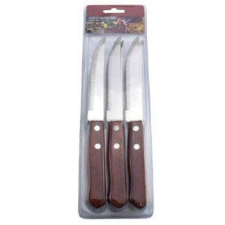 set de șase cuțite cu lamă zimțată din inox în ambalaj din plastic
