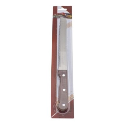 Cuțit pentru feliat pâine și produse de patiserie cu lamă zimțată din inox și mâner ergonomic din lemn