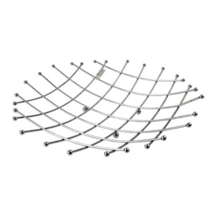 suport pentru fructe rotund din metal cromat tip grilaj