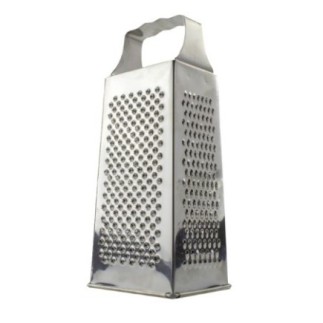 răzătoare de legume cu 4 fețe din inox cu detaliu pe două dintre părțile laterale