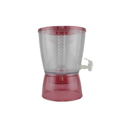 dozator lichide de masă din plastic cu suport roșu și cu rezervor transparent cu robinet și capac