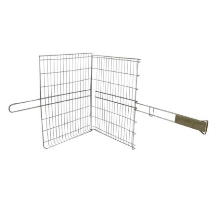 Grilaj metalic rezistent, grill pentru prăjit alimente, prevăzut cu mâner din lemn pentru utilizare confortabilă la foc deschis