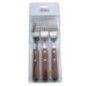 set de 6 furculițe de masă cu mâner rustic din lemn în ambalaj din plastic transparent
