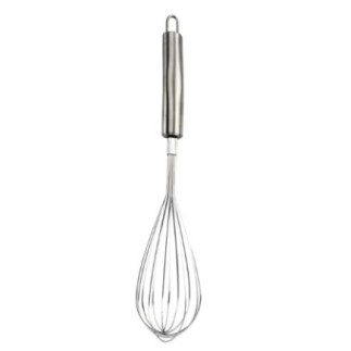 tel de bucătărie din inox cu mâner rotunjit cu agățătoare pentru bătut spumă de frișcă