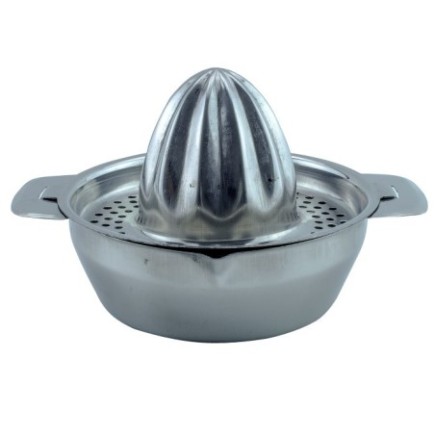 storcător de citrice din inox cu două mânere filtru și recipient de colectare a sucului