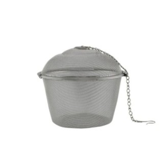 infuzor rotund tip bilă din sită inox cu lanț pentru ceai sau condimente