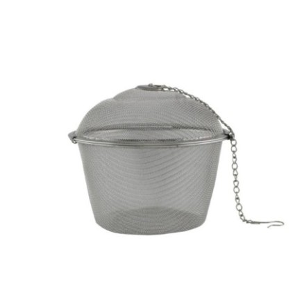 infuzor rotund tip bilă din sită inox cu lanț pentru ceai sau condimente