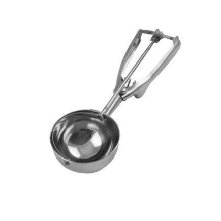 Lingură înghețată din inox cu cupă rezistentă, sistem de dozare și mâner ergonomic cu arc perfectă pentru cofetării și gelaterii