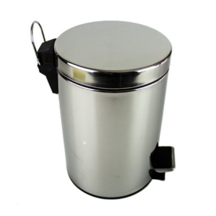 coș de gunoi din inox cilindric cu capac și pedală