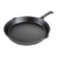 Tigaie din fontă, asezonată, rotundă, cu fante pentru scurgere și bază solidă pentru distribuția uniformă a căldurii, 25.5 cm