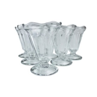 set de 6 pahare pentru înghețată cu model și cu picior