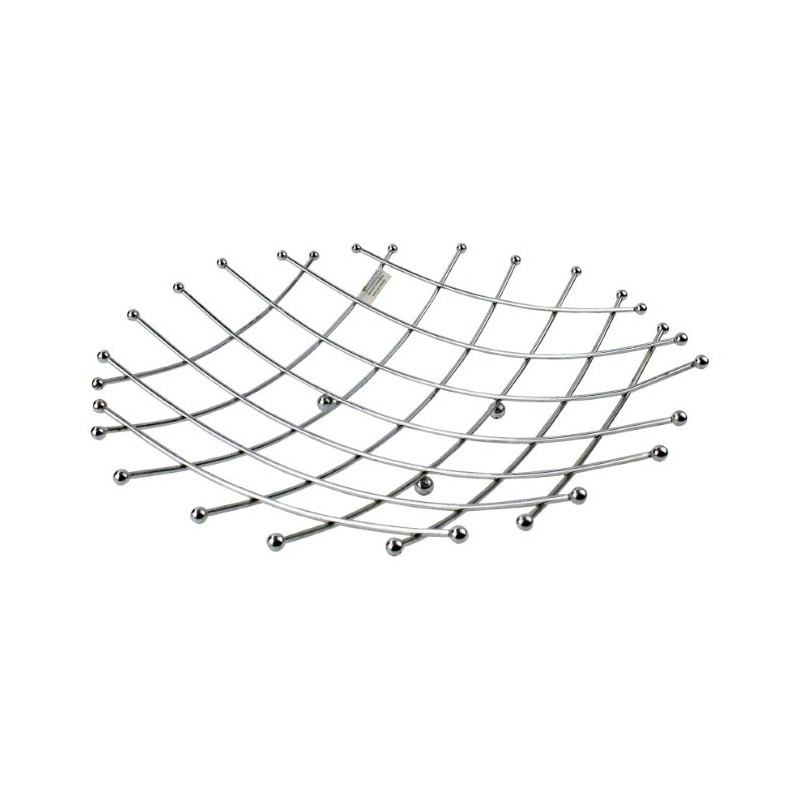 Fructieră metalică tip grilaj din oțel inoxidabil cu un design modern perfectă pentru mese festive sau uz zilnic