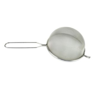 Strecurătoare rotundă din inox, cu sită densă și un mâner, potrivită pentru filtrarea supelor și sosurilor, cernut făină,16 cm