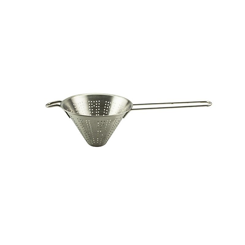 Strecurătoare conică din inox cu mâner lung, ideală pentru strecurat supe, paste și sosuri, diametrul 14 cm