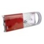 sită perforată pentru găluște dreptunghiulară din inox cu mâner din plastic și etichetă de produs