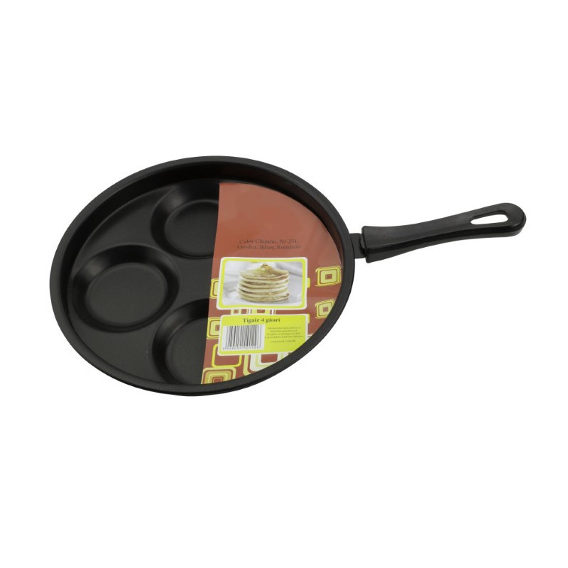 Tigaie pentru clătite și ouă, cu patru compartimente, suprafață antiaderentă, potrivită pentru gătit rapid și uniform fără ulei