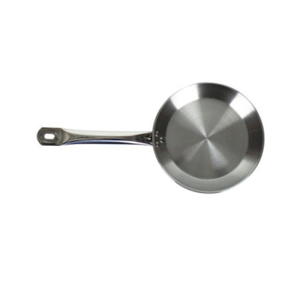 Tigaie profesională, rotundă, inox, ideală pentru prăjit și sotat, încălzire rapidă, distribuție uniformă a căldurii, 24 cm