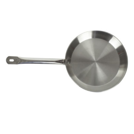 Tigaie profesională, inox, inductie, ideală pentru gătit intensiv, bază solidă și durabilă, distribuție optimă a căldurii, 32 cm