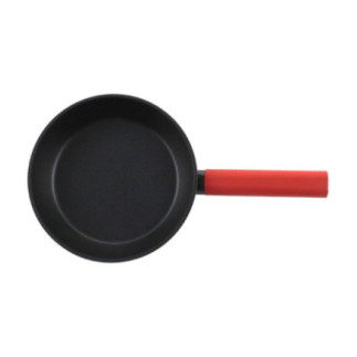 tigaie din teflon rotundă cu mâner roșu