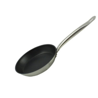 Tigaie rotundă din inox cu interior teflonat si suprafață antiaderentă, bază solidă, perfectă pentru o gătire uniformă, 24.5 cm