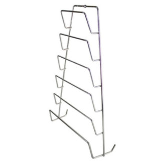 suport vertical pentru 6 capace de oale cu prindere pe perete din inox argintiu