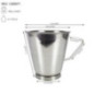 cană gradată din inox conică cu mâner și detalii despre dimensiuni și capacitate 2L