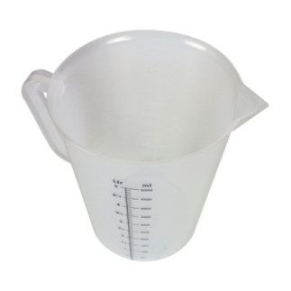 Cană gradată polipropilenă, cu mâner ergonomic și fantă de scurgere, ideală pentru dozare precisă în patiserii și brutării, 5L