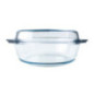 vas rotund cu capac din sticlă borosilicată transparentă pentru copt în cuptor