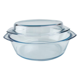 vas yena pentru copt rotund cu mânere din sticlă și capac asortat