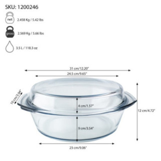vas yena pentru copt rotund cu capac și dimensiuni