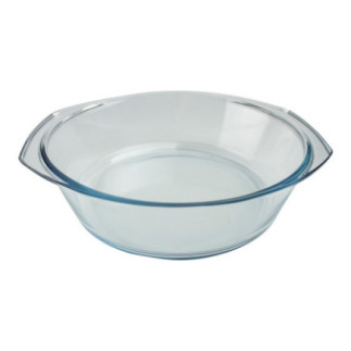 vas rotund din sticlă transparentă cu mânere pentru servit