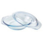 vas oval din sticla cu manere si capac detasabil pentru gatit in cuptor