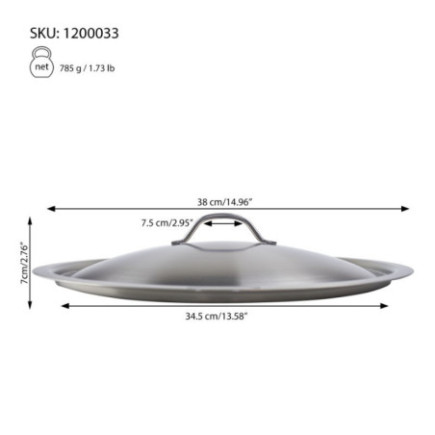 Capac profesional din inox pentru oale și cratițe, robust, ideal pentru restaurante, cantine și bucătării comerciale, 35 cm
